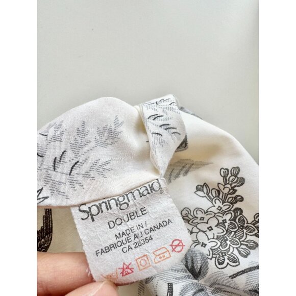 Vintage SPRINGMAID White Grey Toile de Jouy Polycotton Muslin Double Duvet Cover - Picture 5 of 6